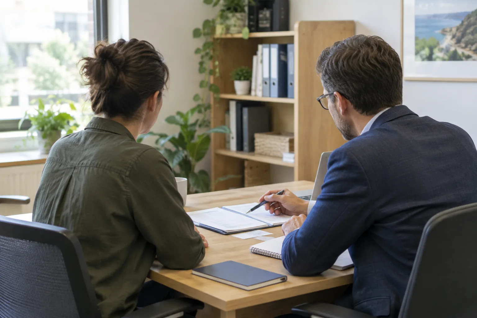 Une entrepreneuse échange avec une personne qui l’accompagne dans ses démarches.